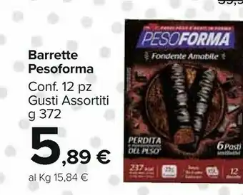 Carrefour Market Pesoforma Barrette Cereali E Cioccolato 372 G(ml) offerta