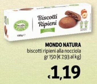 MONDO NATURA biscotti ripieni alla nocciola gr 150
