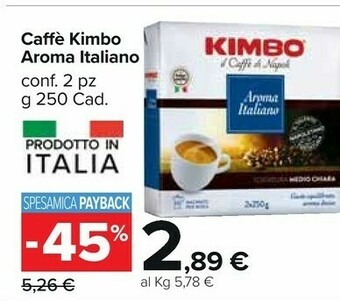 Carrefour Market Kimbo Caffè Aroma Italiano 250 G(ml) offerta