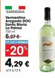 Carrefour Market Santa maria la palma vermentino aragosta doc offerta