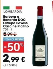Carrefour Market Cascine platino - barbera o bonarda doc oltrepo pavese offerta