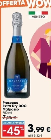 Carrefour Market Malpasso prosecco extra dry doc offerta