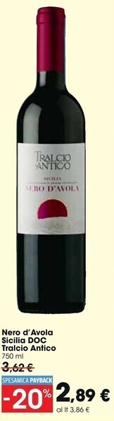 Carrefour Market Tralcio antico nero d'avola sicilia doc offerta