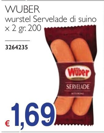 WUBER wurstel Servelade di suino x 2 gr. 200