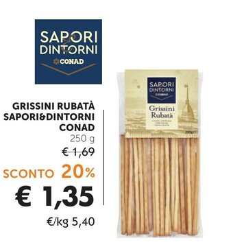 Conad GRISSINI RUBATÀ SAPORI&DINTORNI CONAD 250 g offerta