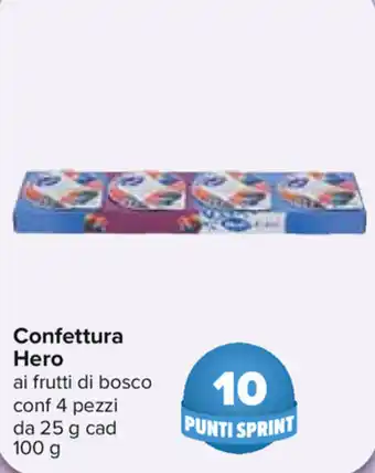 Carrefour Hero Confitura 4 pezzi 25g cad 100g offerta