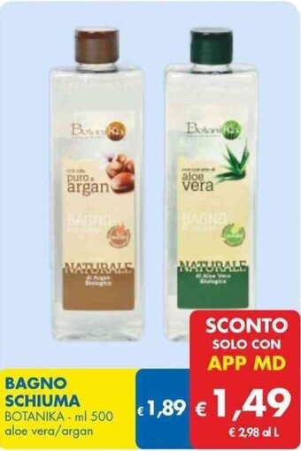 MD Discount BAGNO SCHIUMA BOTANIKA - ml 500 aloe vera/argan offerta
