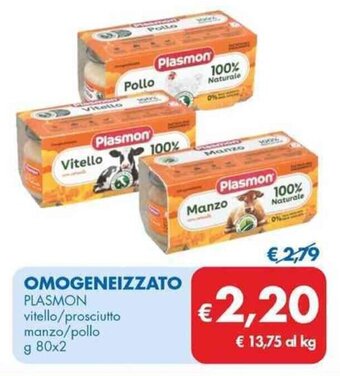 MD Discount OMOGENEIZZATO PLASMON vitello/prosciutto manzo/pollo g 80 x2 offerta