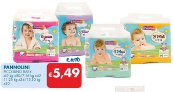 PANNOLINI PICCOLINO BABY 4-9 kg x50/7-16 kg x42 11-25 kg x34/15-30 kg x30