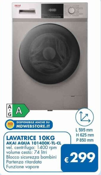 MD Discount LAVATRICE 10KG AKAI AQUA 101400K-TL-CL offerta
