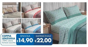 MD Discount COPPIA LENZUOLA 100% cotone fantasie assortite MATRIMONIALE offerta