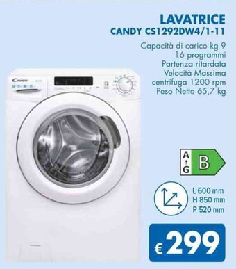 MD Discount LAVATRICE CANDY CS1292DW4/1-11 offerta