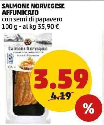 PENNY SALMONE NORVEGESE AFFUMICATO con semi di papavero 100 g offerta