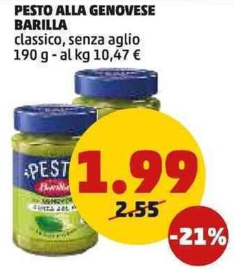 PENNY PESTO ALLA GENOVESE BARILLA classico, senza aglio 190 g offerta