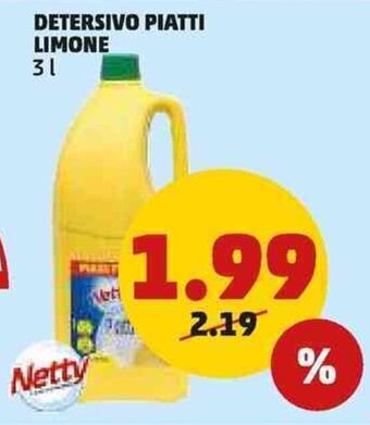 PENNY DETERSIVO PIATTI LIMONE 3 l offerta