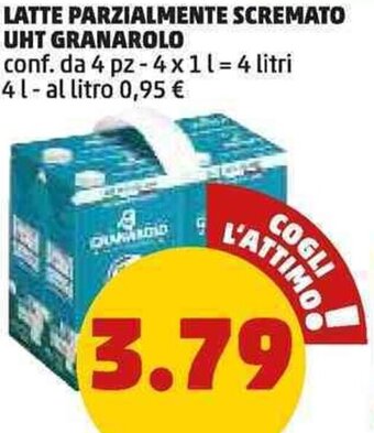 PENNY LATTE PARZIALMENTE SCREMATO UHT GRANAROLO conf. da 4 pz - 4x 1 l = 4 litri 4 l offerta