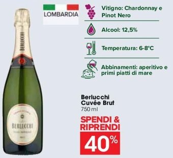 Carrefour Berlucchi Cuvée Brut 750 ml offerta