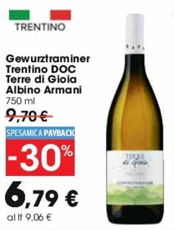 Carrefour Gewurztraminer Trentino DOC Terre di Gioia Albino Armani 750 ml offerta