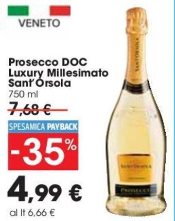 Carrefour Prosecco DOC Luxury Millesimato Sant Orsola 750ml offerta