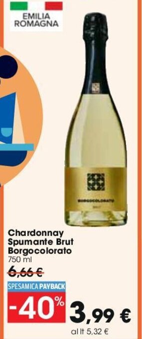 Carrefour Chardonnay Spumante Brut Borgocolorato 750 ml offerta