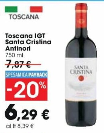 Carrefour Toscana IGT Santa Cristina Antinori 750ml offerta