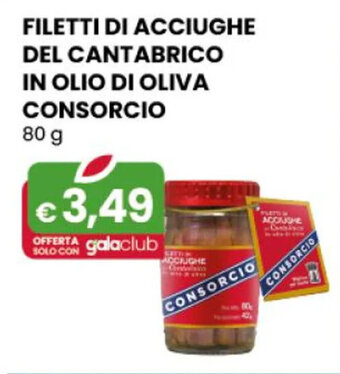 Gala Supermercati FILETTI DI ACCIUGHE DEL CANTABRICO IN OLIO DI OLIVA CONSORCIO 80 g offerta