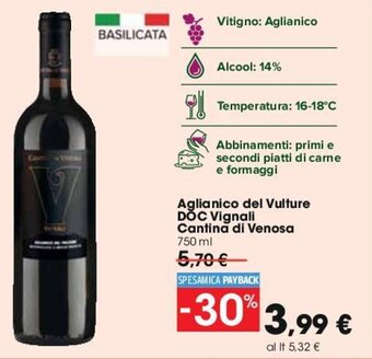 Aglianico del Vulture DOC Vignali Cantina di Venosa 750ml