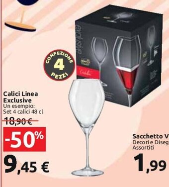 Carrefour Calici Linea Exclusive Un esempio: Set 4 calici 48 cl offerta