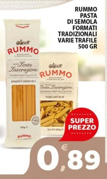 Premium Supermercati RUMMO PASTA DI SEMOLA FORMATI TRADIZIONALI VARIE TRAFILE 500 GR offerta
