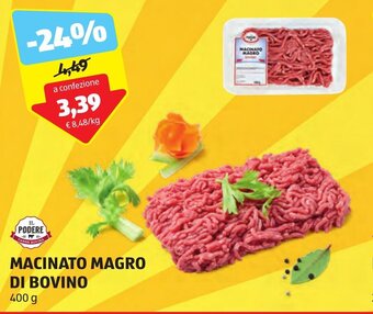 ALDI IL PODERE MACINATO MAGRO DI BOVINO 400 g offerta