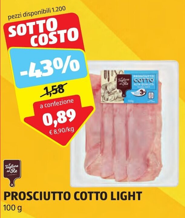 PROSCIUTTO COTTO LIGHT 100 g offerta di ALDI