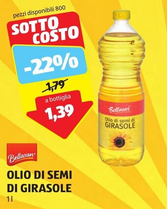 ALDI Bellasan OLIO DI SEMI DI GIRASOLE 1 l offerta