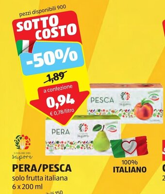 ALDI PERA/PESCA solo frutta italiana 6 x 200 ml offerta