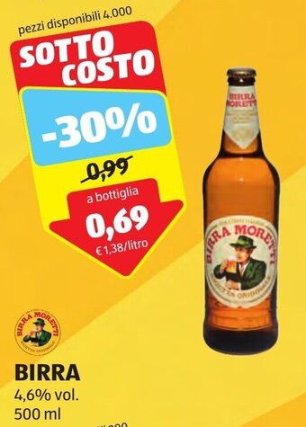 ALDI BIRRA MORETTI 500 ml offerta