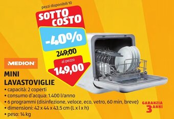 ALDI MEDION MINI LAVASTOVIGLIE offerta