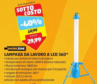 ALDI WORKZONE LAMPADA DA LAVORO A LED 360° offerta