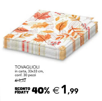 Esselunga TOVAGLIOLI in carta, 33x33 cm, conf. 30 pezzi offerta