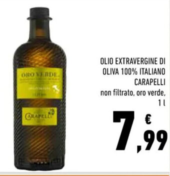 Conad OLIO EXTRAVERGINE DI OLIVA 100% ITALIANO CARAPELLI non filtrato, oro verde, 1 l offerta