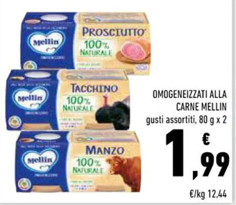 Conad OMOGENEIZZATI ALLA CARNE MELLIN gusti assortiti, 80 g x 2 offerta