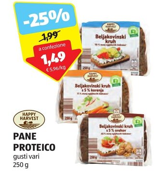 ALDI HAPPY HARVEST PANE PROTEICO gusti vari 250 g offerta