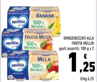 Conad OMOGENEIZZATI ALLA FRUTTA MELLIN gusti assortiti, 100 g x 2 offerta