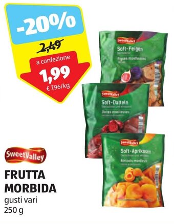 ALDI SweetValley FRUTTA MORBIDA gusti vari 250 g offerta