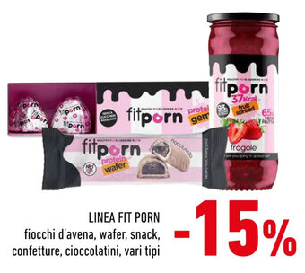 Conad LINEA FIT PORN fiocchi d'avena, wafer, snack, confetture, cioccolatini, vari tipi offerta