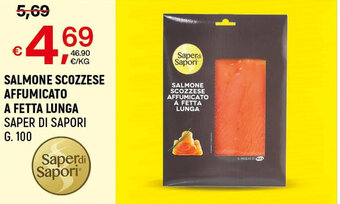 A&O SALMONE SCOZZESE AFFUMICATO A FETTA LUNGA SAPER DI SAPORI G. 100 offerta