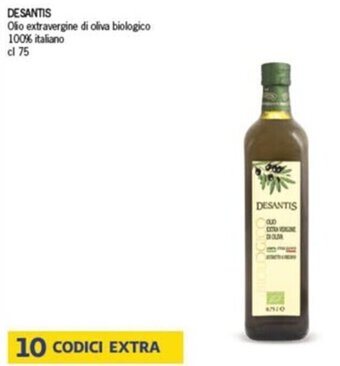 Deco Market DESANTIS Olio extravergine di oliva biologico 100% italiano cl 75 offerta