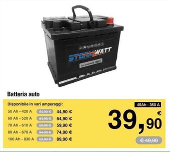 Batteria auto 45Ah - 360 A