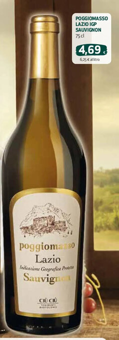 Coop POGGIOMASSO LAZIO IGP SAUVIGNON 75 cl offerta