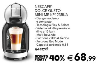 Esselunga NESCAFE' DOLCE GUSTO MINI ME KP123BKA offerta