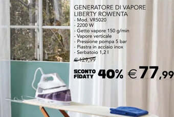 Esselunga GENERATORE DI VAPORE LIBERTY ROWENTA 2200W offerta