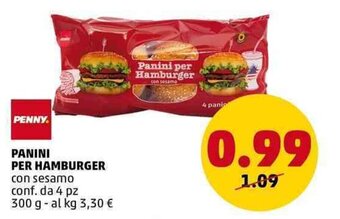 PENNY PENNY PANINI PER HAMBURGER 300 g offerta